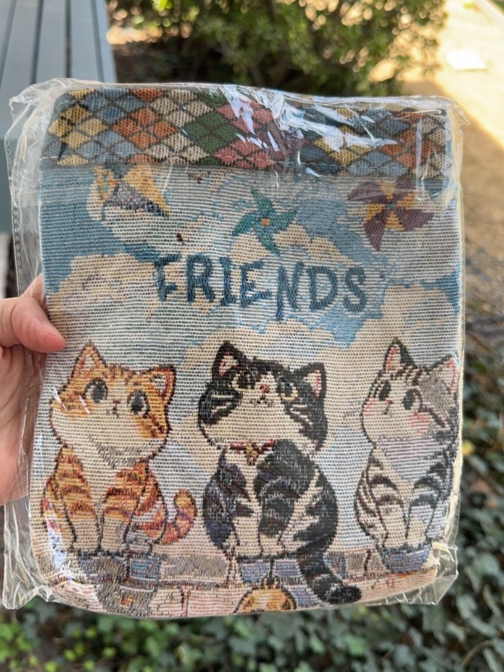 Three Cats Woven Tapestry Shoulder Bag (Brand New / 10x8")
